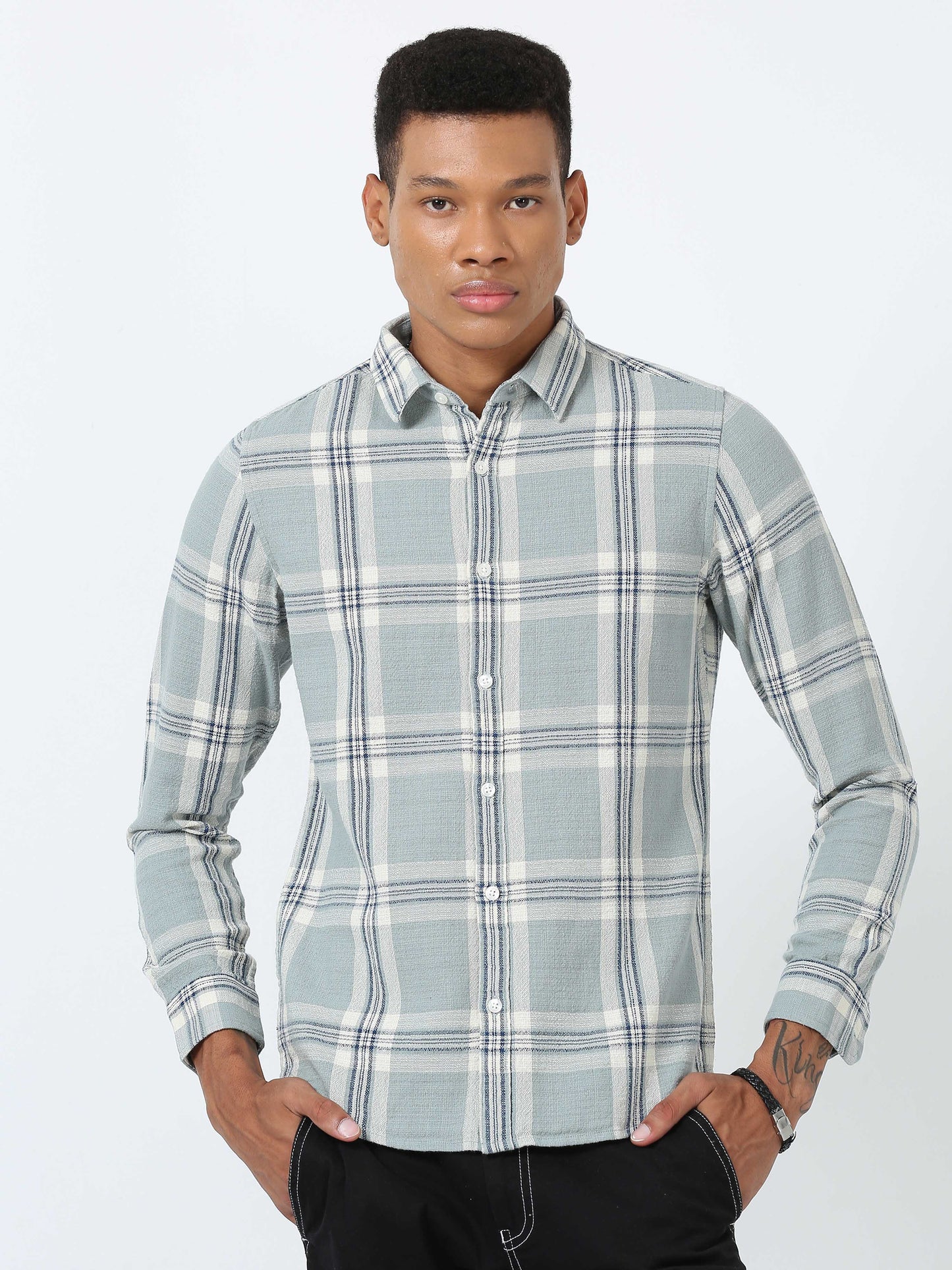 Jungle Mist Full Sleeve Big Check Shirt For Men