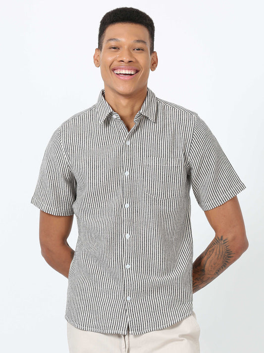 Black and White striped half sleeve shirt
