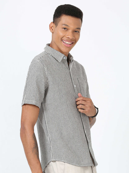 Black and White striped half sleeve shirt