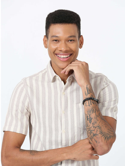 Martini Arrow Half Sleeve Vertical Striped Shirt