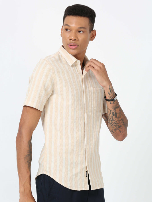 Soapstone Arrow Design Half Sleeve Stripe Shirt