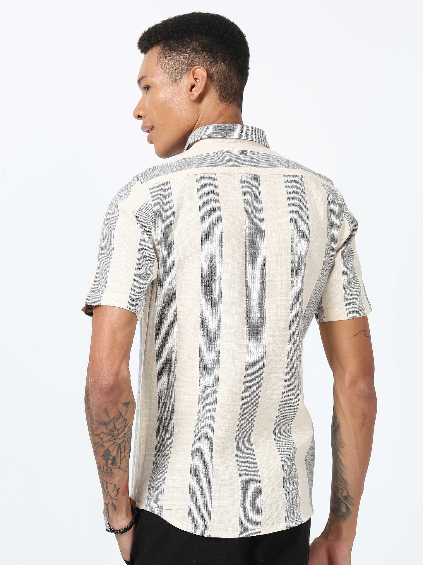 Dobby Half Sleeve Striped Shirt for Men