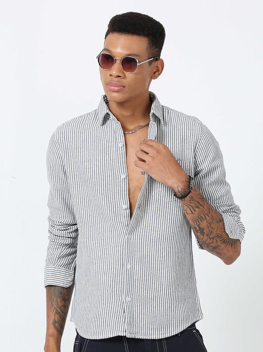 Blue and White striped full sleeve shirt