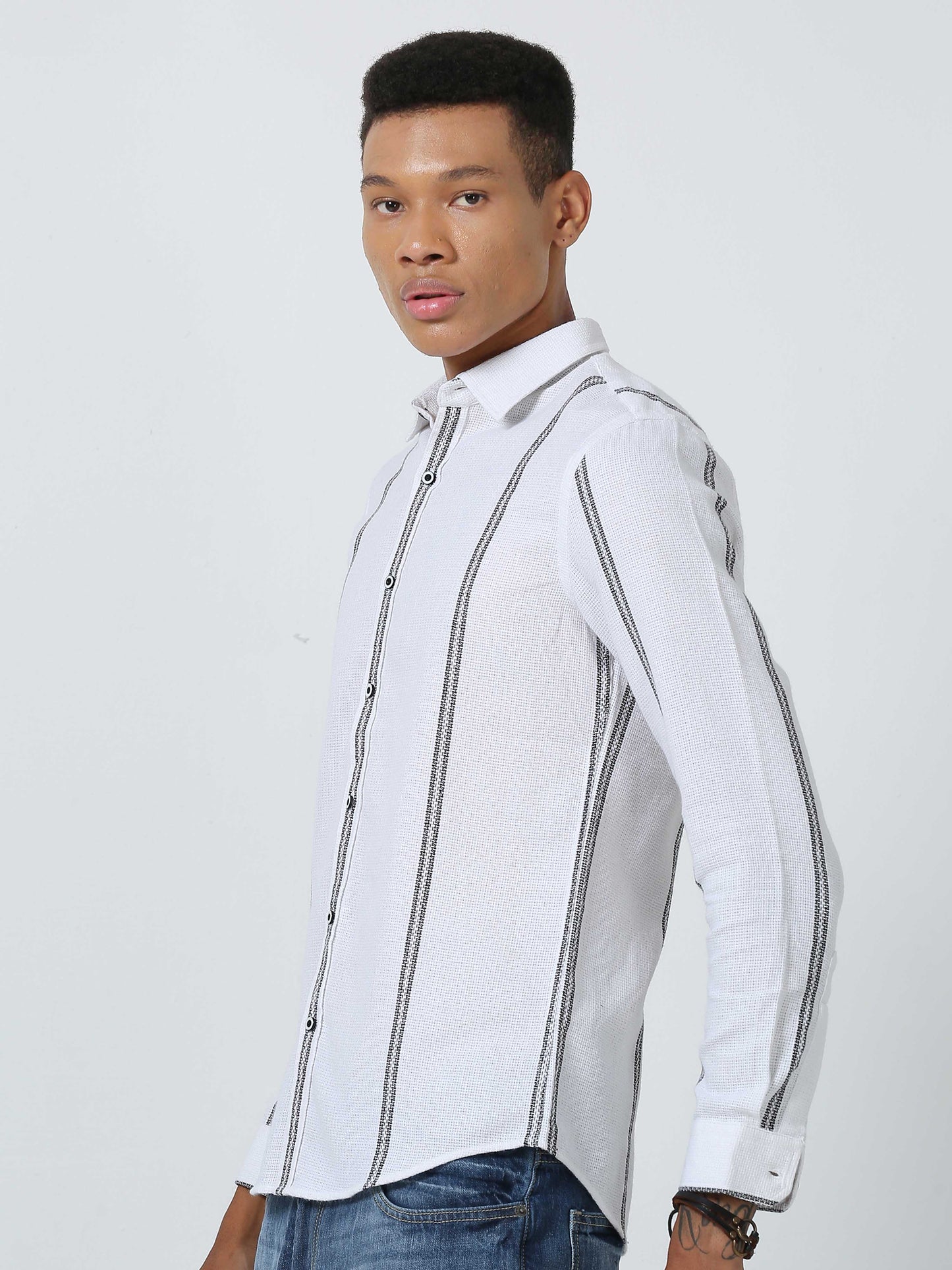 White & Black Stripe Shirt