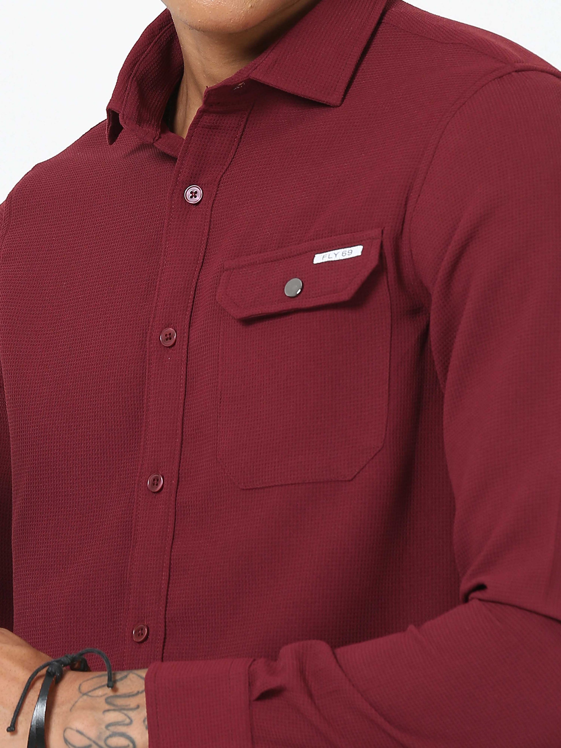 Maroon Solid Shirt for Men 