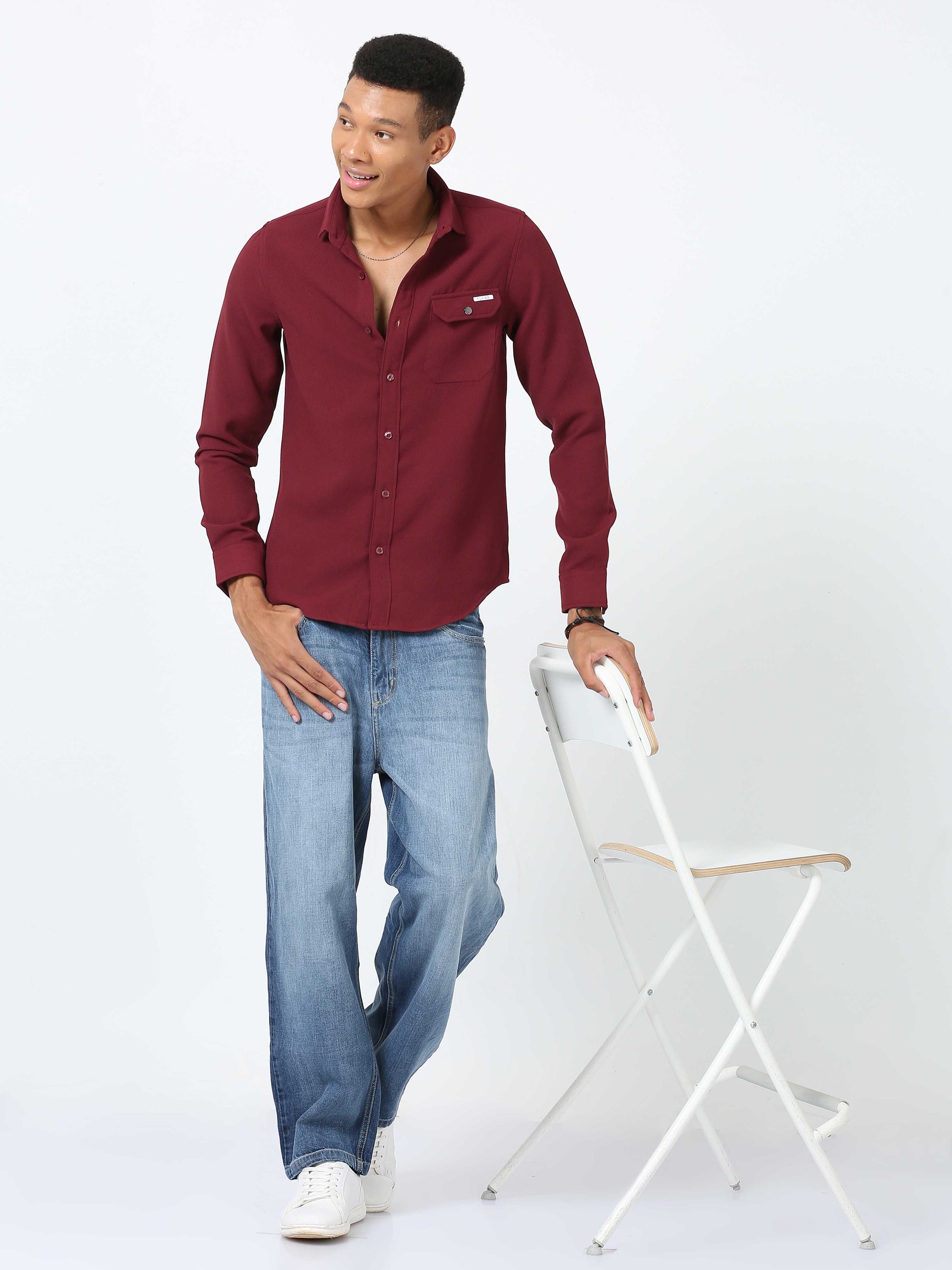 Maroon Solid Shirt for Men 