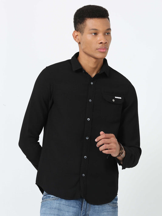 Black Solid Shirt for Men 