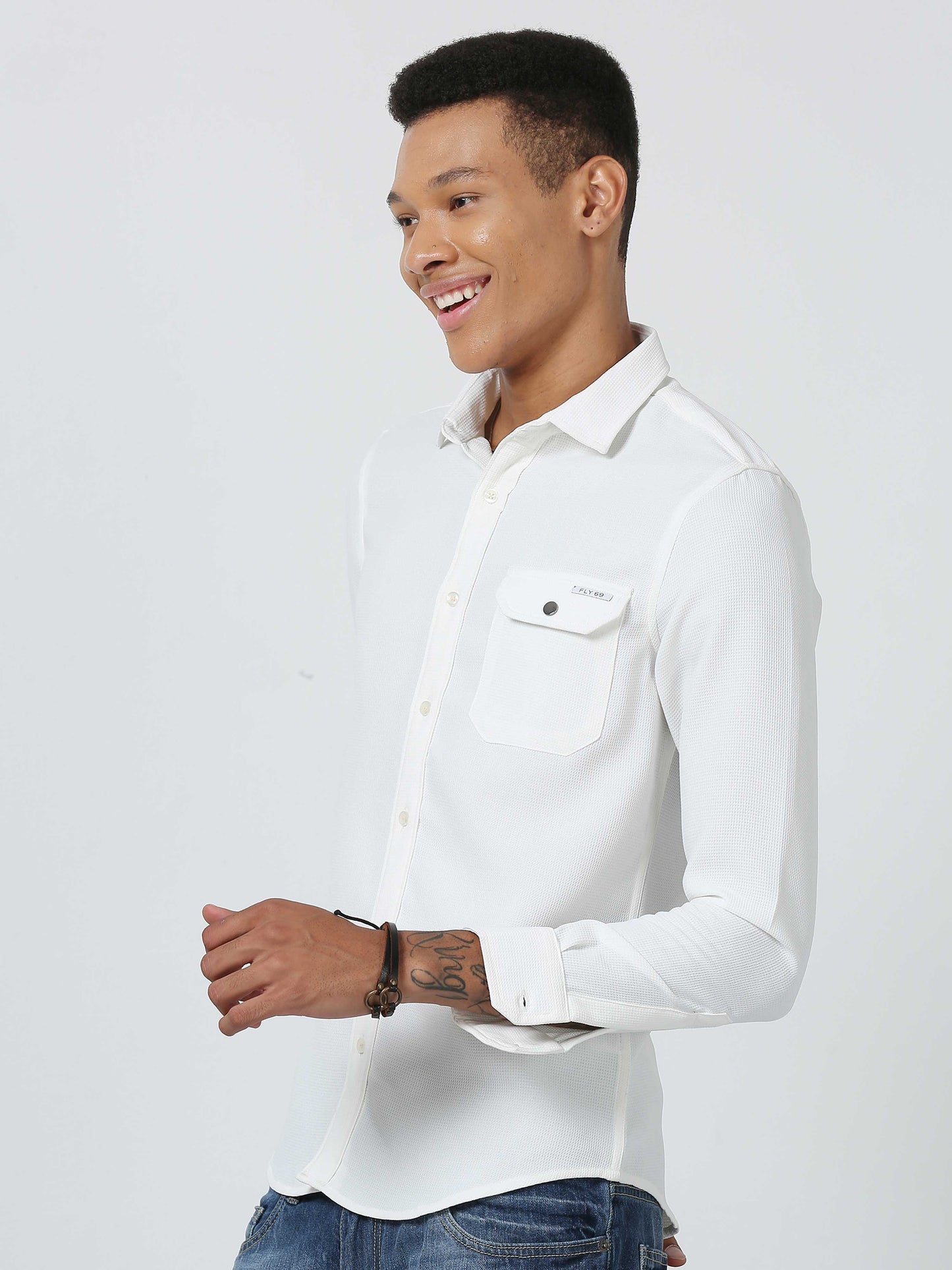 White Solid Shirt for Men 