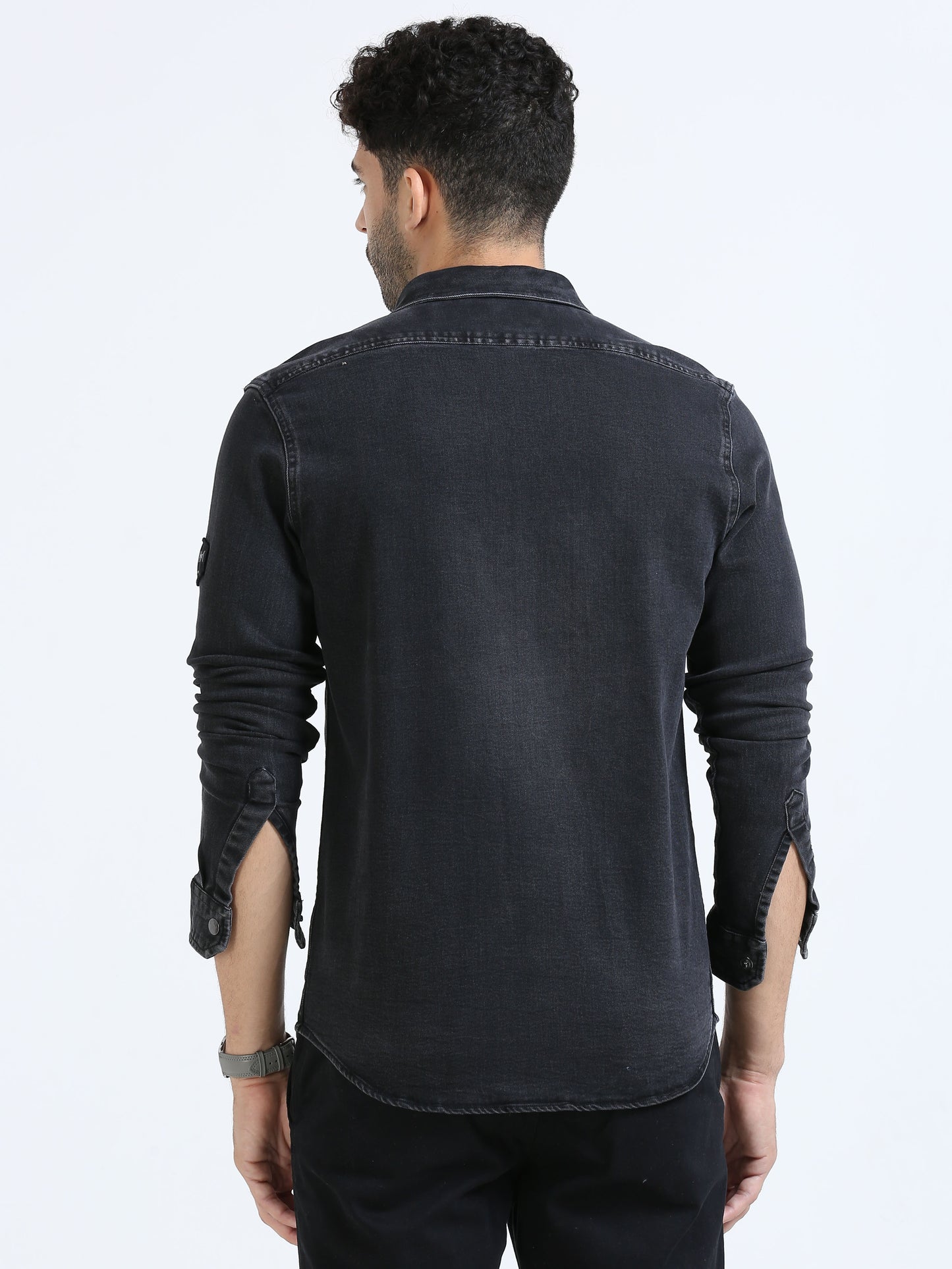 Vuclan black double pocket shirts denim for men