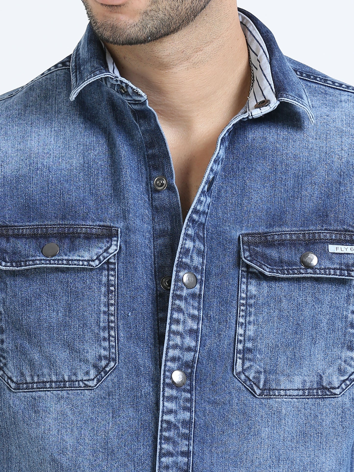 Wedgewood double pocket stylish denim shirts for men