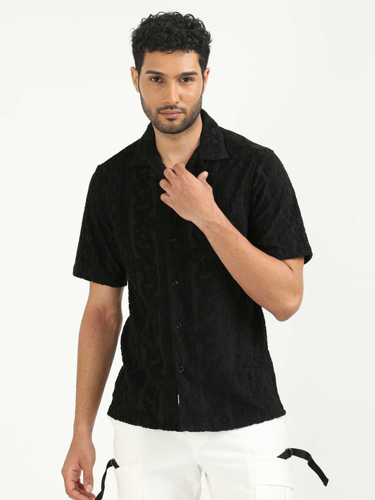 Black Towel Half Sleeve Shirt