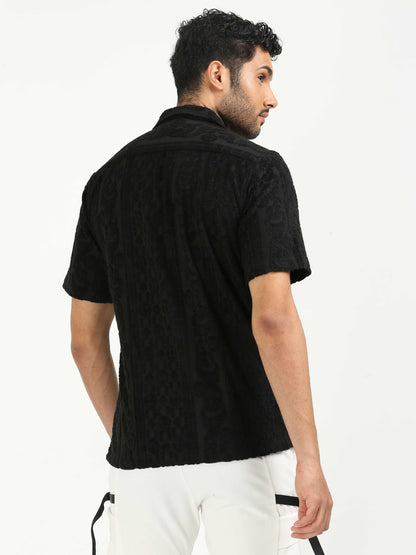 Black Towel Half Sleeve Shirt