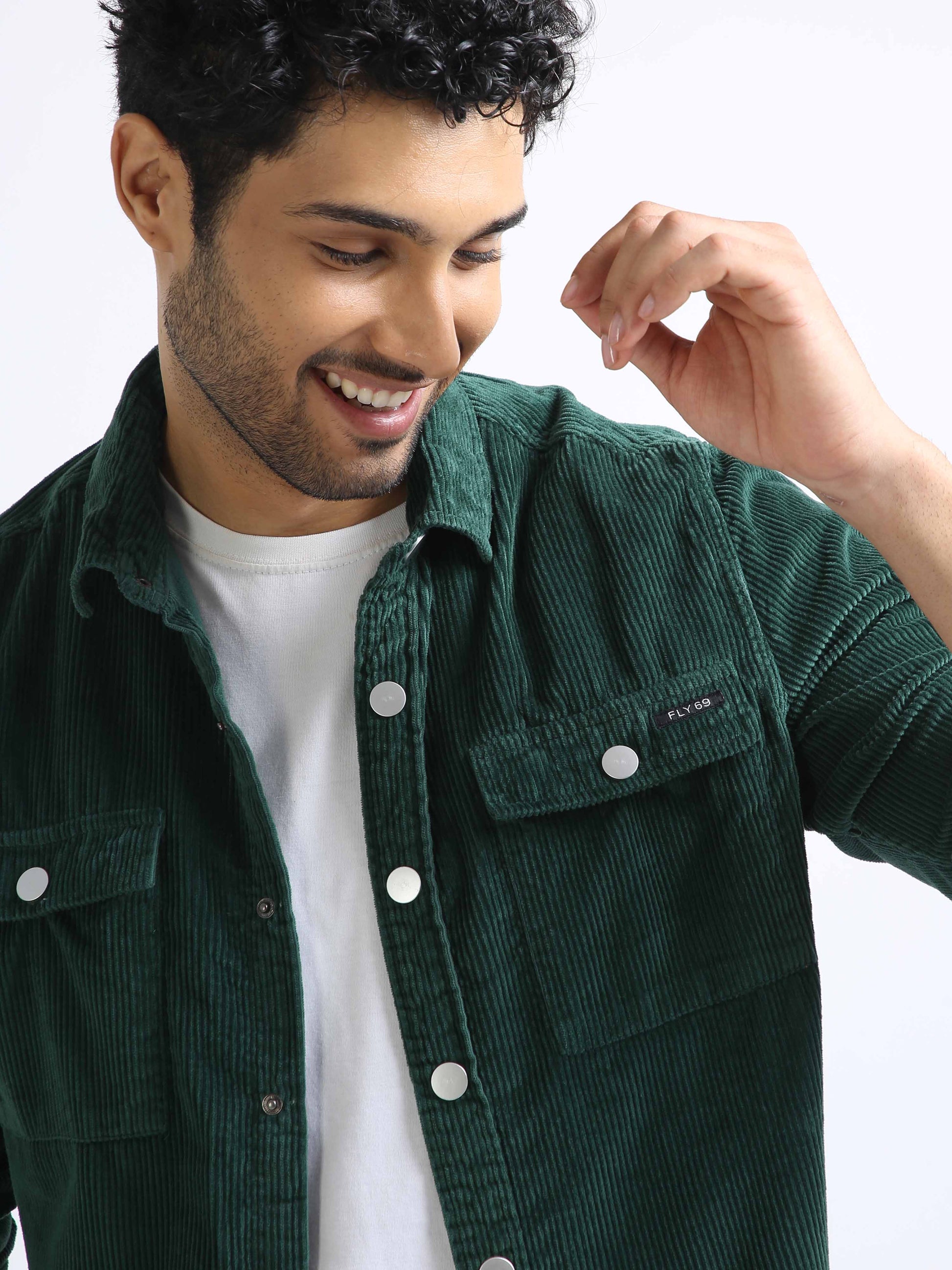 Buy Deep Olive Green Corduroy Shirt for Men Online in India -Beyoung