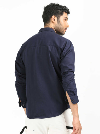 Navy Blue Drop Shoulder Shirt