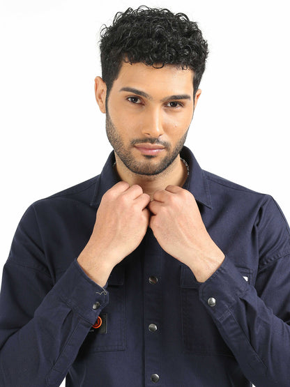 Navy Blue Drop Shoulder Shirt