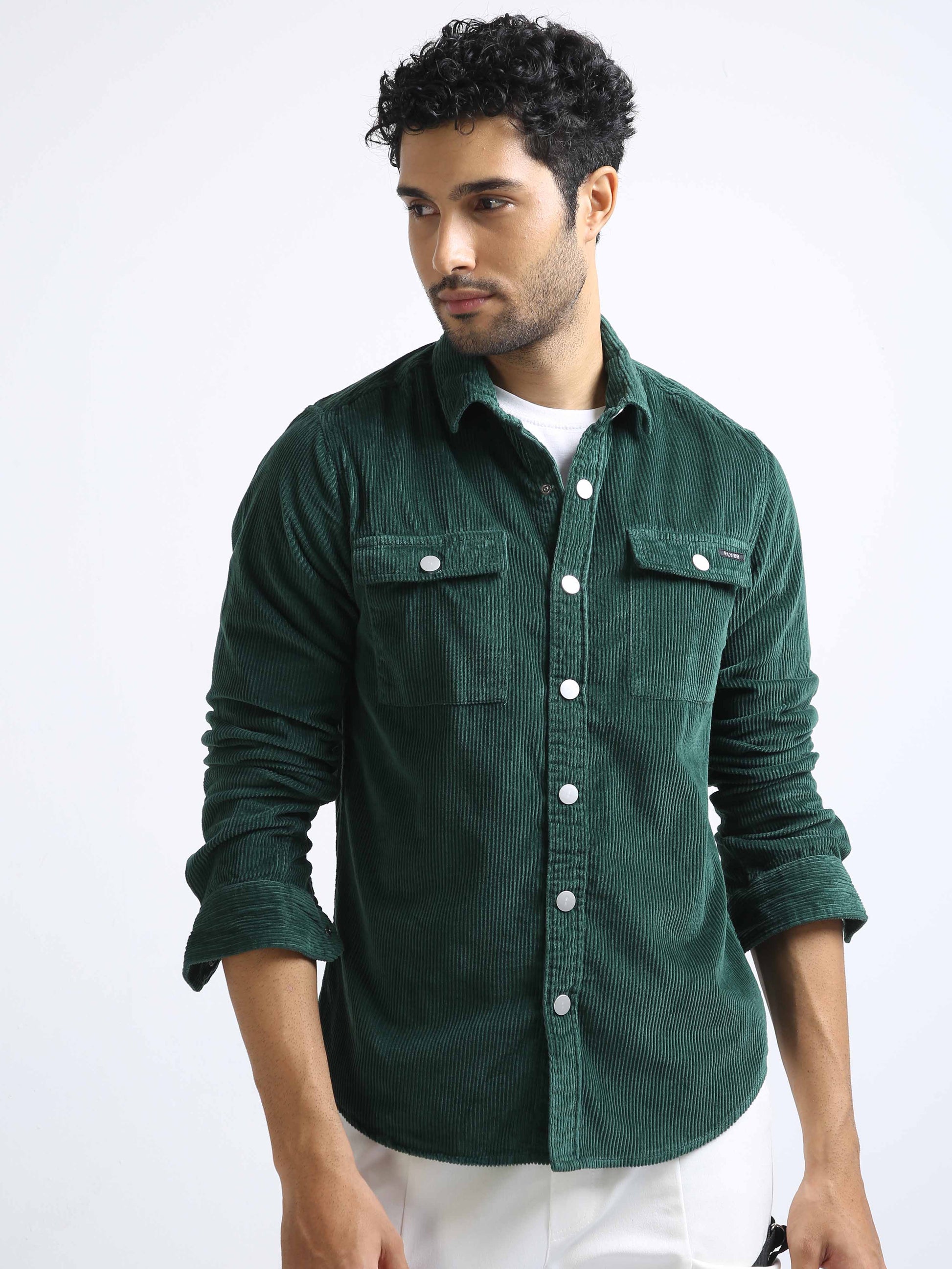 Bottle Green Corduroy Shirt