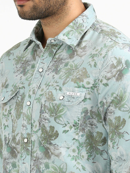 Mint Green Floral Printed Shirt