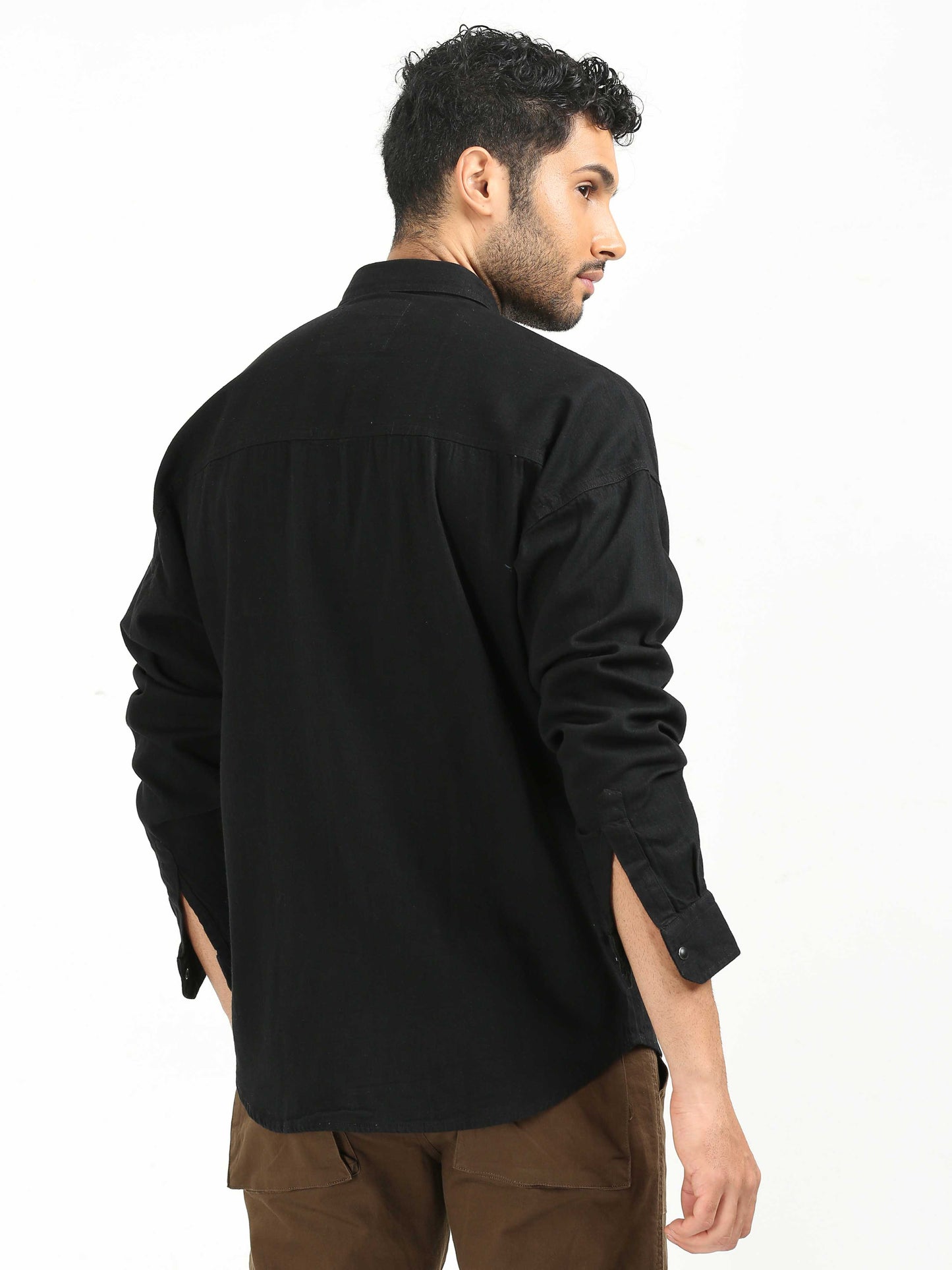 Dark Black Drop Shoulder Shirt