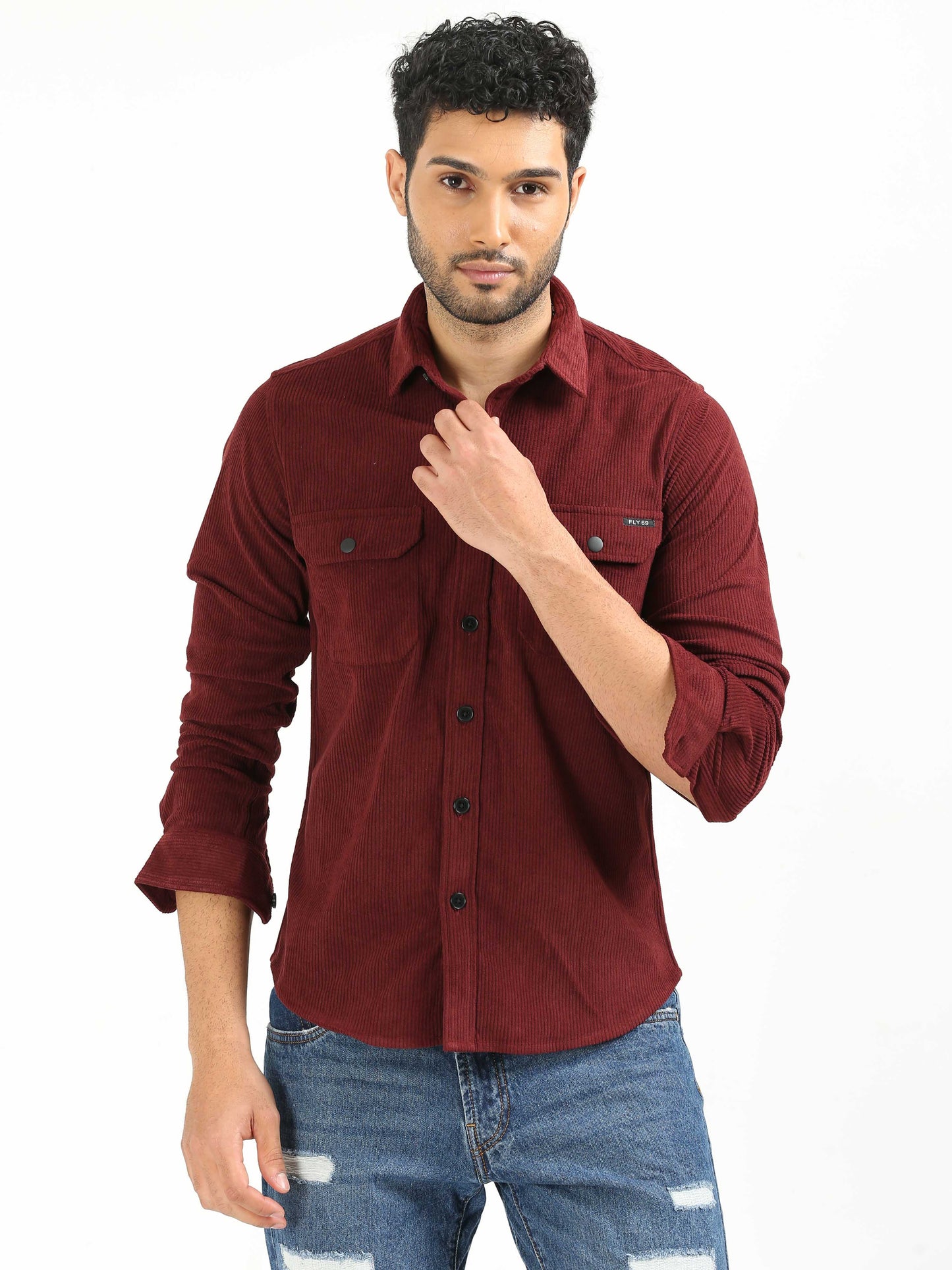 Maroon Red Corduroy Shirt