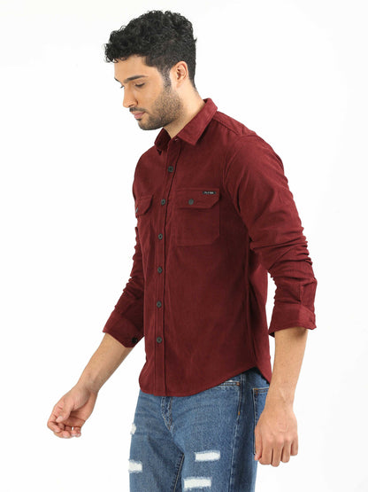 Maroon Red Corduroy Shirt