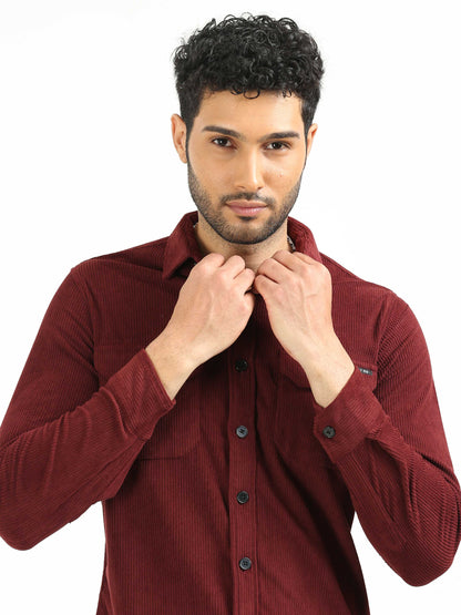 Maroon Red Corduroy Shirt