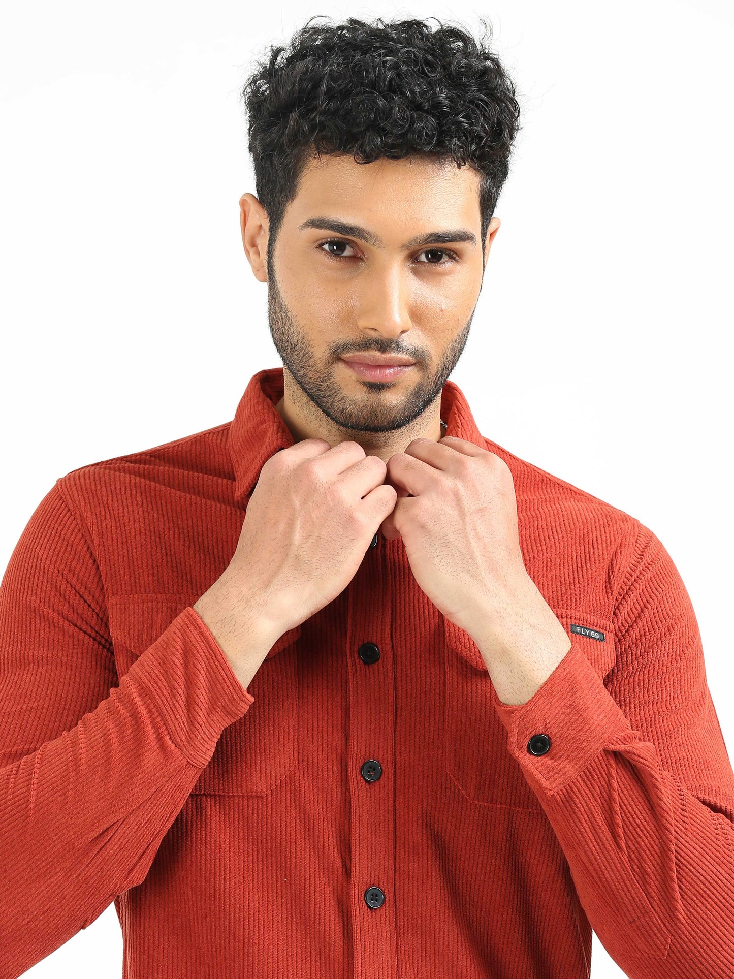 Orangey Red Double Pocket Shirt