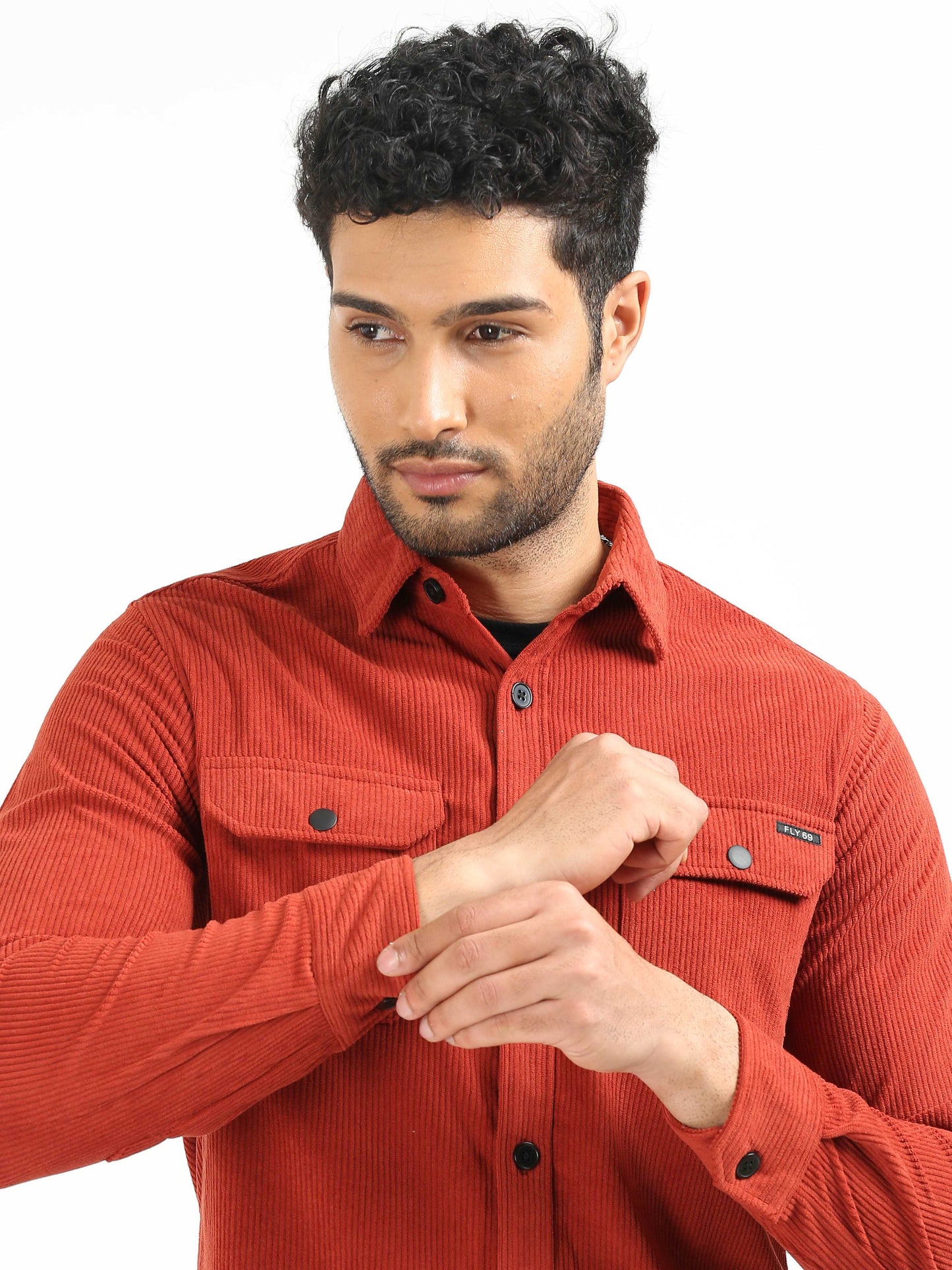 Orangey Red Double Pocket Shirt