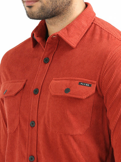 Orangey Red Double Pocket Shirt