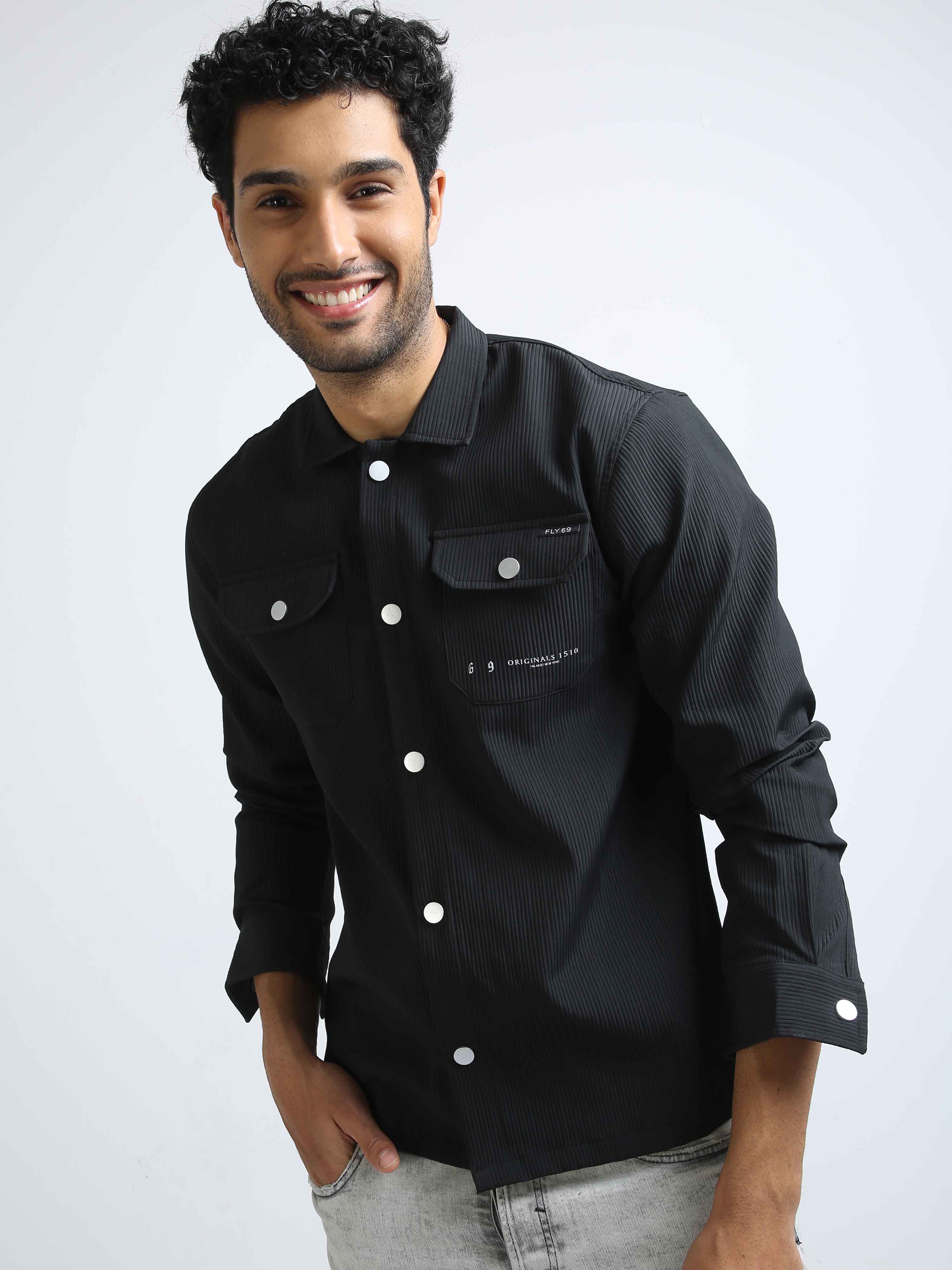 Black Double Pocket over Shirt