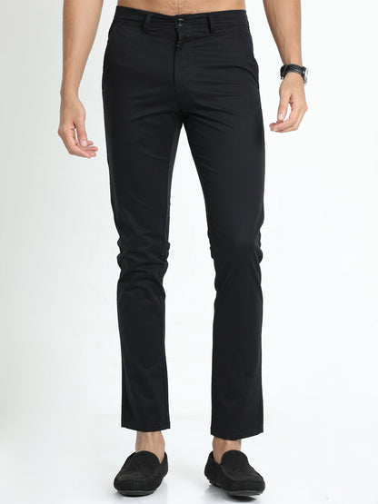 Black Front Coin Pocket Trousers for Men