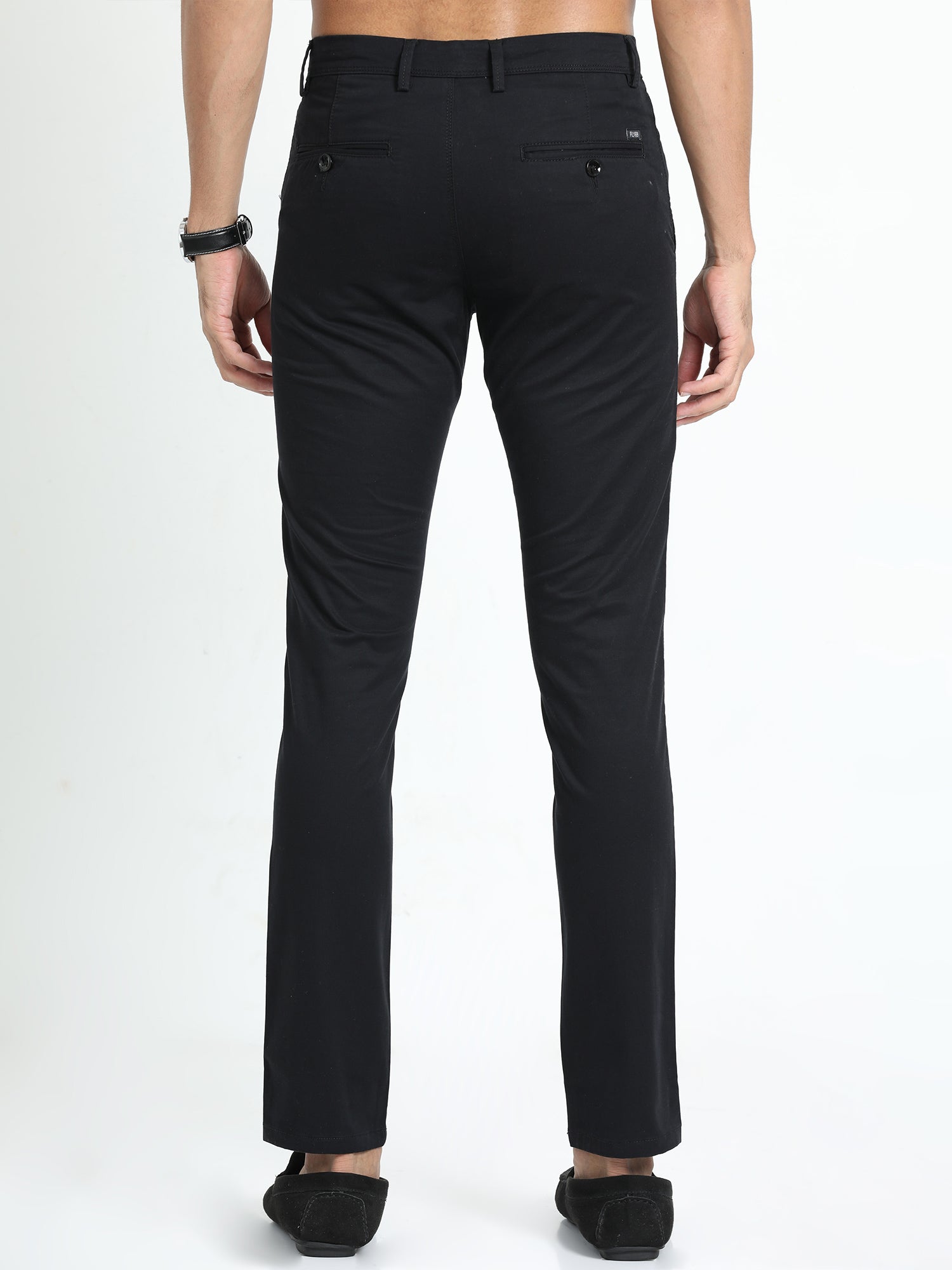 Black Front Coin Pocket Trousers for Men