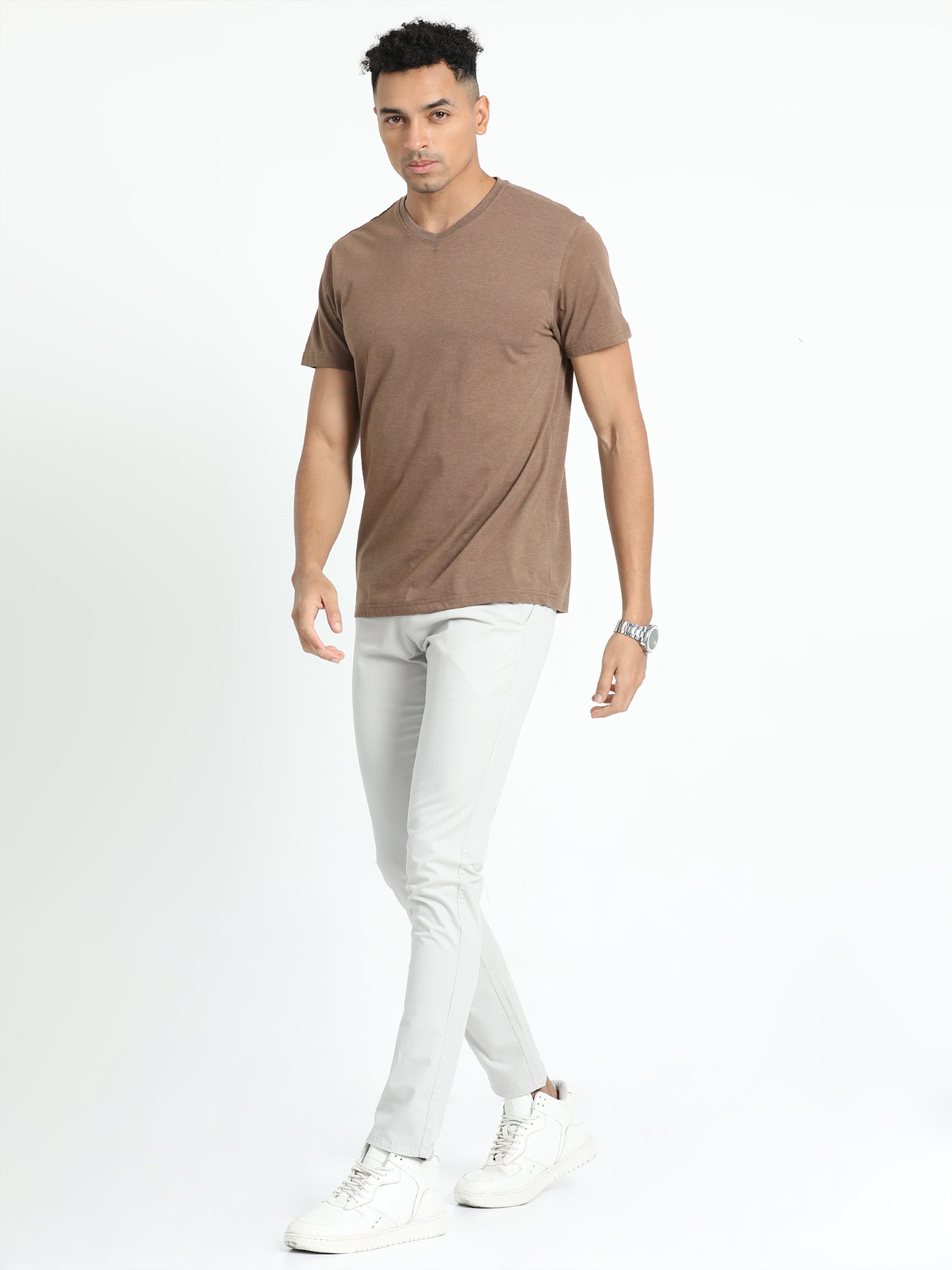 Light Grey Front Coin Pocket Trousers for Men