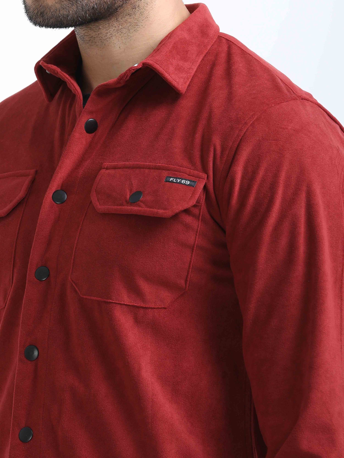 Red Velvet Full Sleeve Shirt For Men