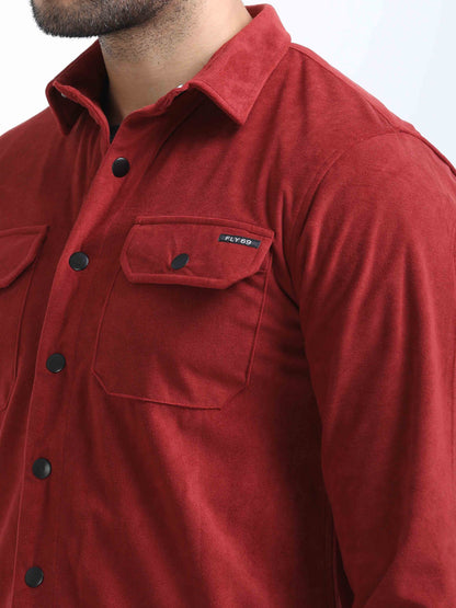Red Velvet Full Sleeve Shirt For Men