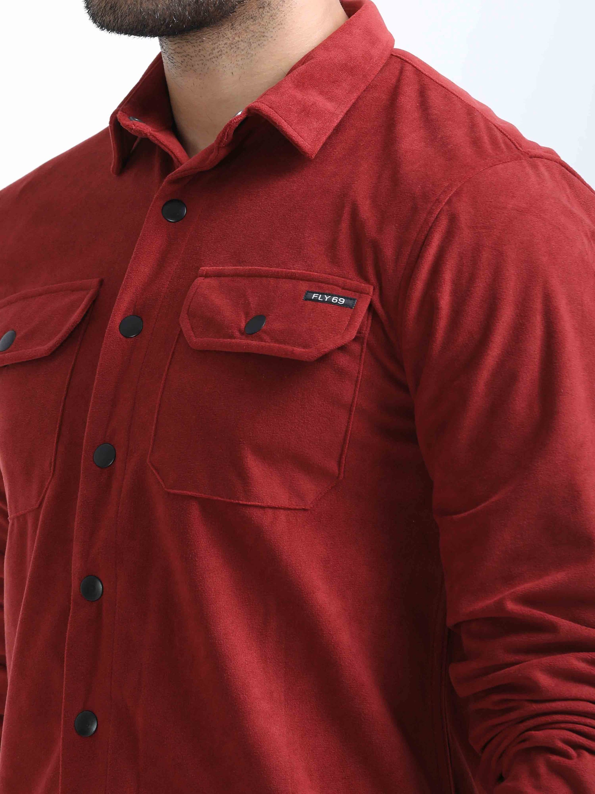 Red Velvet Full Sleeve Shirt For Men