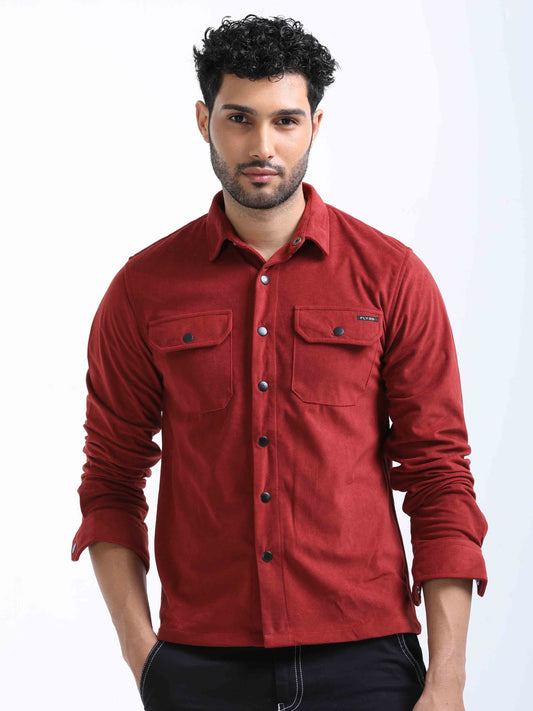 Red Velvet Full Sleeve Shirt For Men