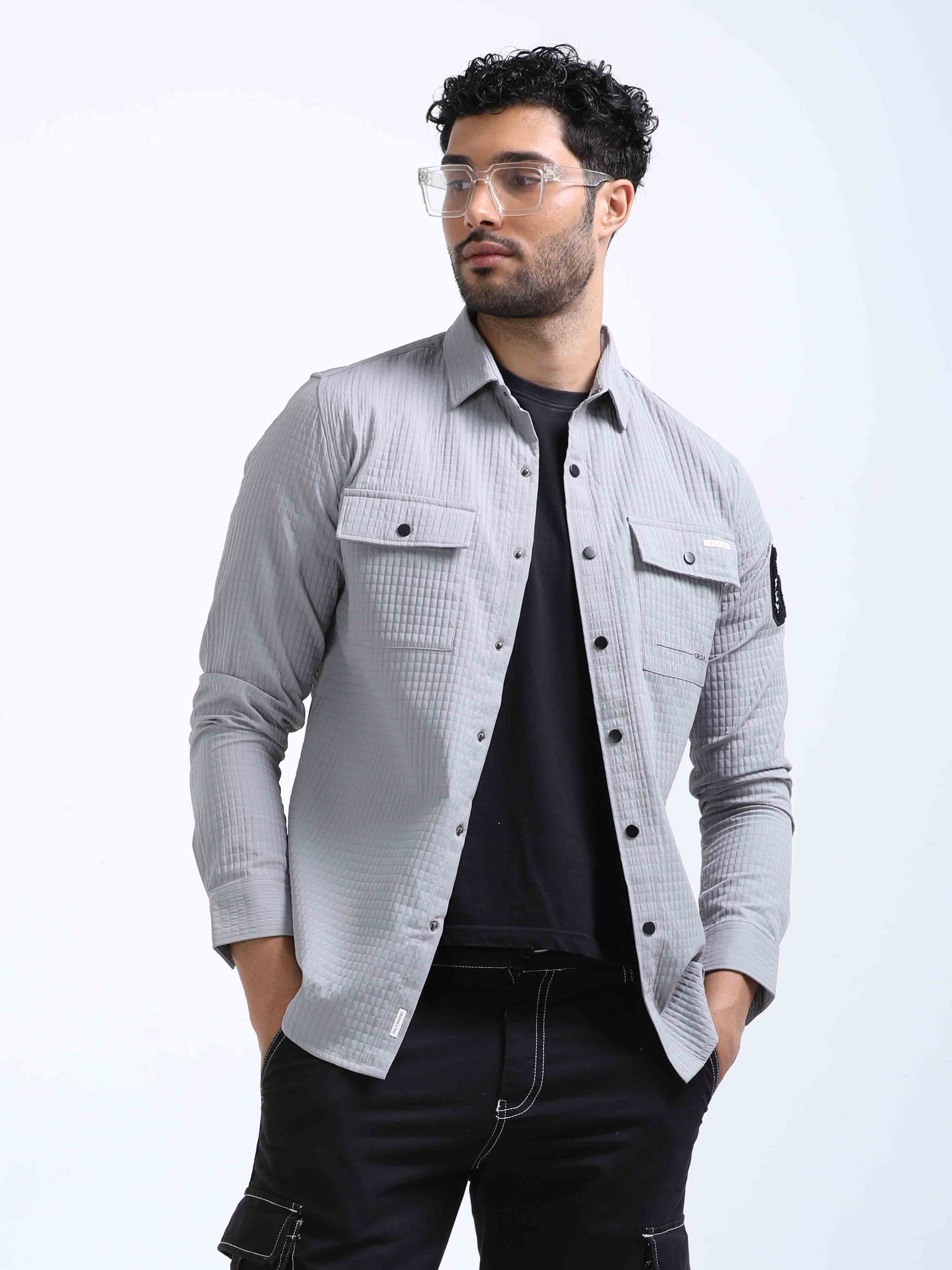 Grey Denim Double Pocket Shirt