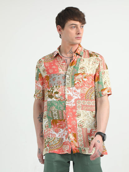 Peach Dodle Design Printed Shirt