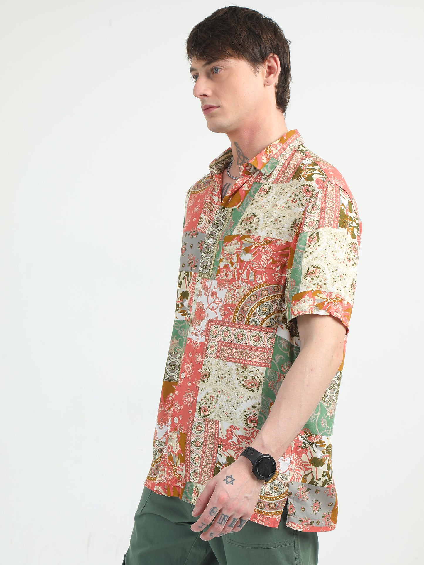 Peach Dodle Design Printed Shirt