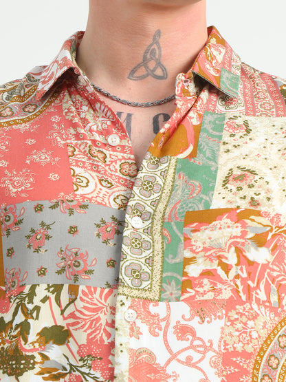 Peach Dodle Design Printed Shirt