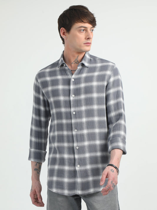 White Checkered Grey Shirt