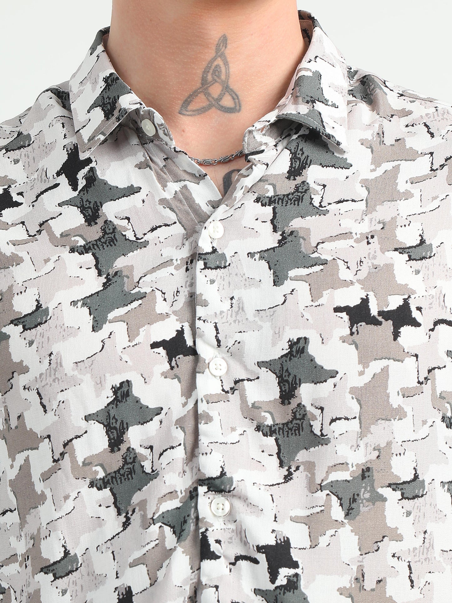 Brown Star Design Printed Shirt