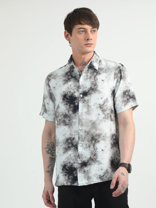 Brown Color Splash Design Printed Shirt