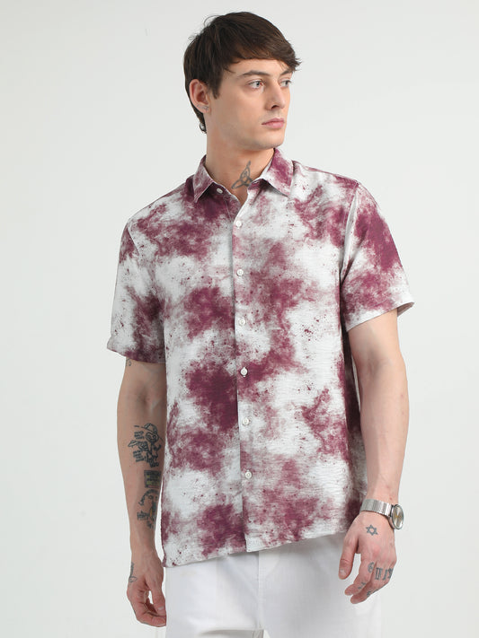 Maroon Splash Printed Shirt