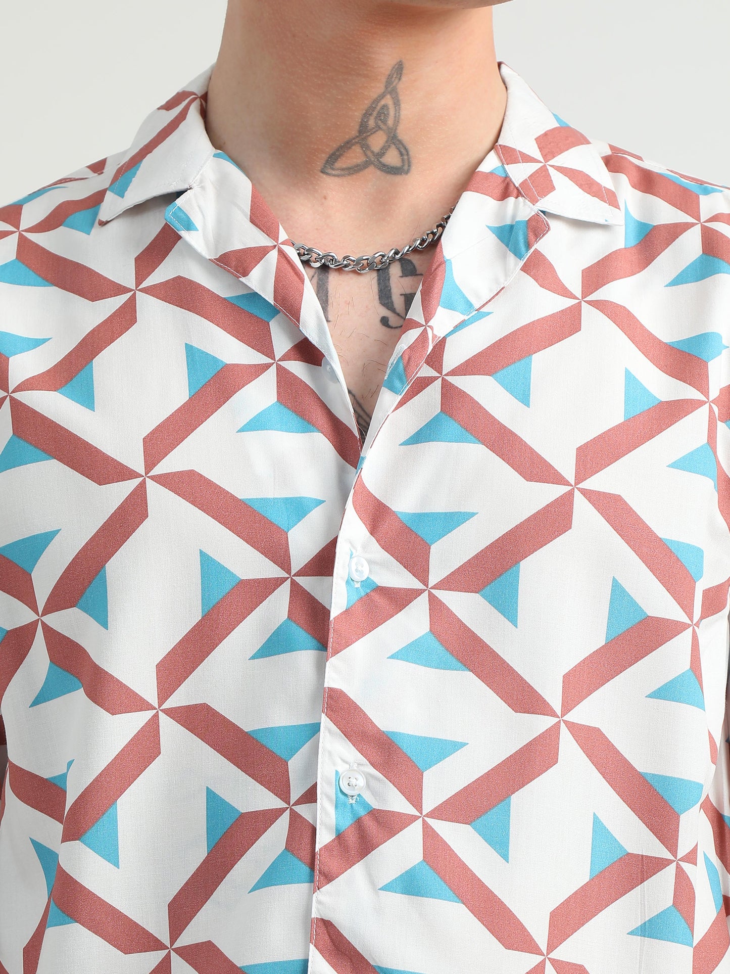 Red and White Cross Printed Shirt