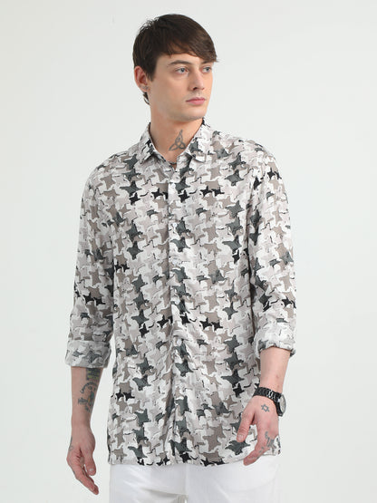 Star Pattern brownish Printed Shirt