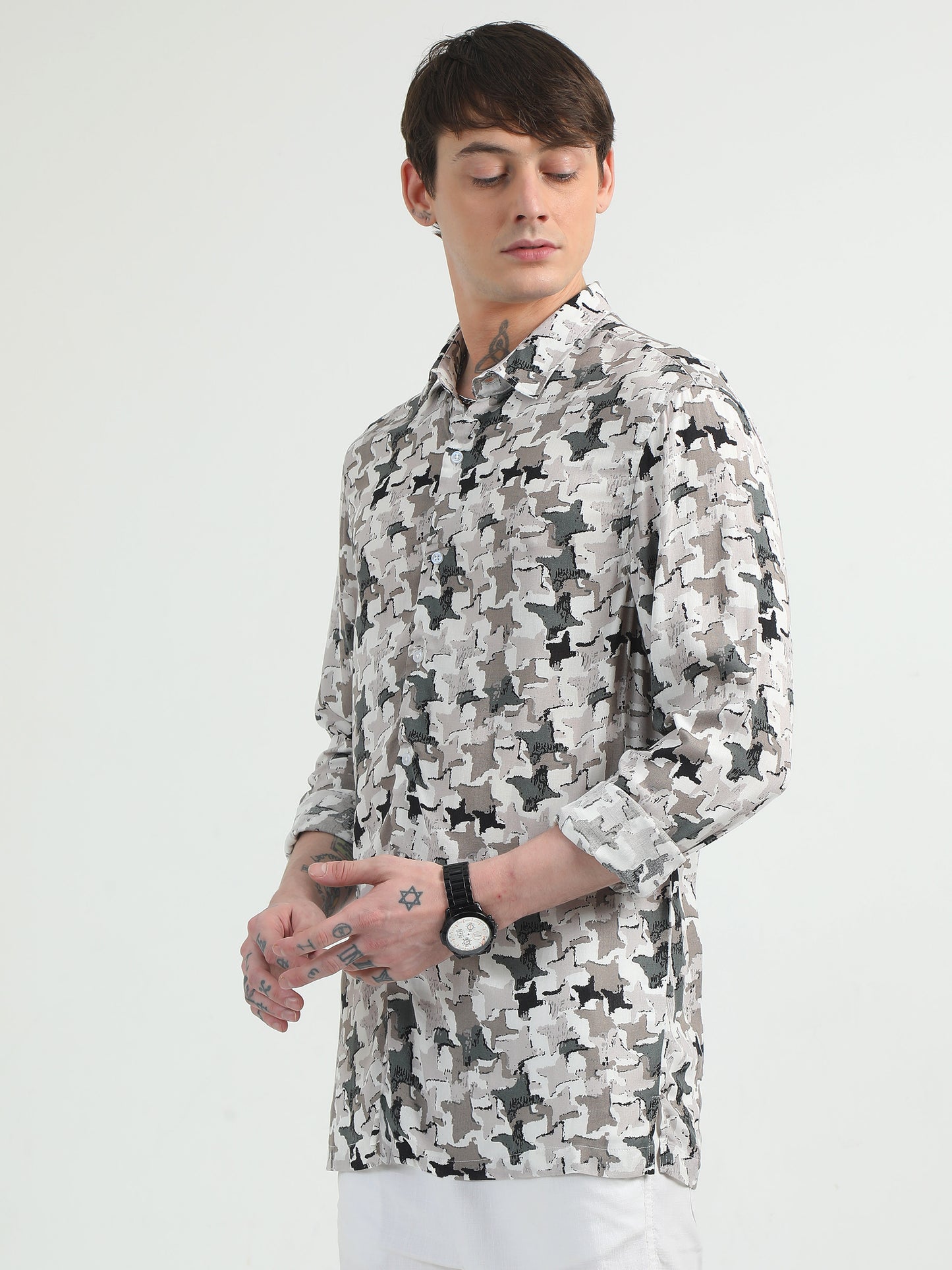 Star Pattern brownish Printed Shirt