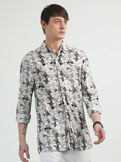 Star Pattern brownish Printed Shirt