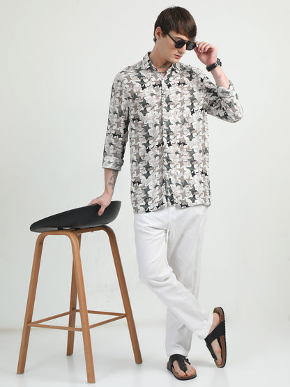 Star Pattern brownish Printed Shirt