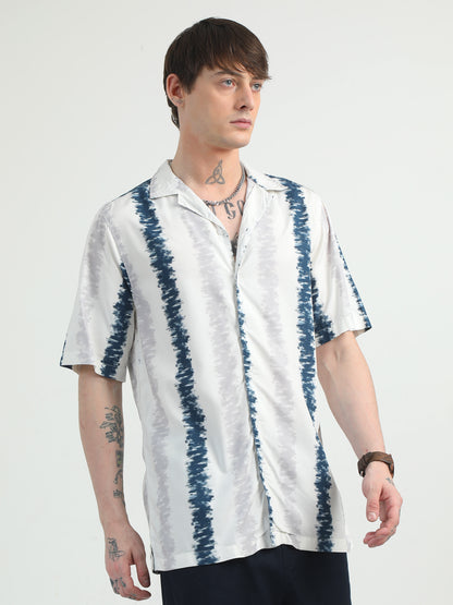 White Faded Printed Shirt